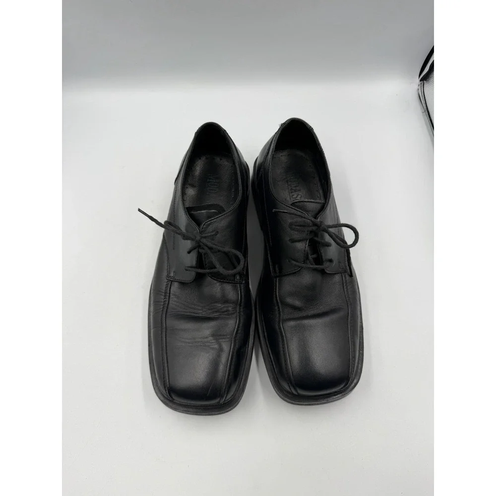 Modascapa Men's Black Leather Square Toe Lace Up Dress Shoes Sz 10 Oxford Derby
